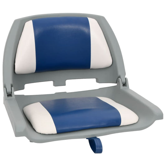 Set Sedile per Barca Pieghevole 2pz con Cuscino Blu-Bianco | homemem39