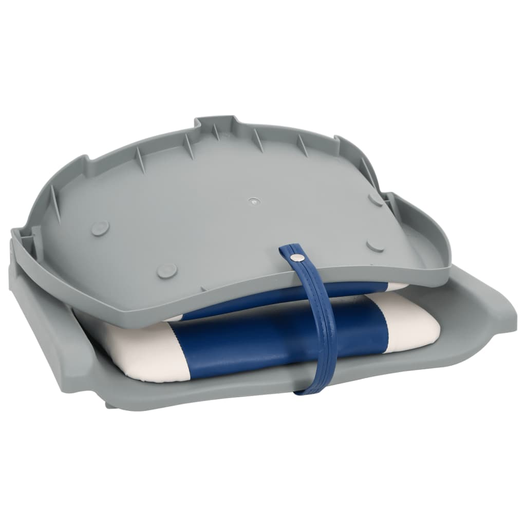 Set Sedile per Barca Pieghevole 2pz con Cuscino Blu-Bianco | homemem39