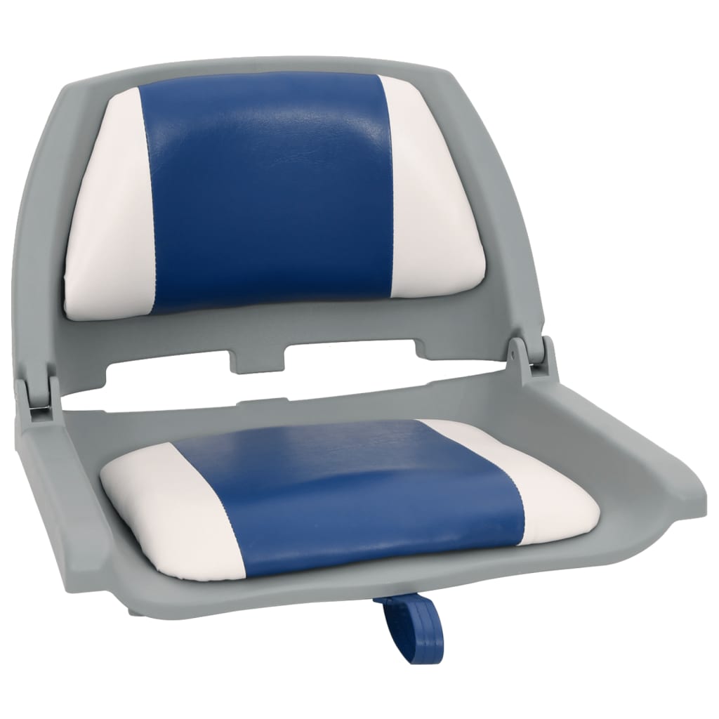 Set Sedile per Barca Pieghevole 4pz con Cuscino Blu-Bianco | homemem39