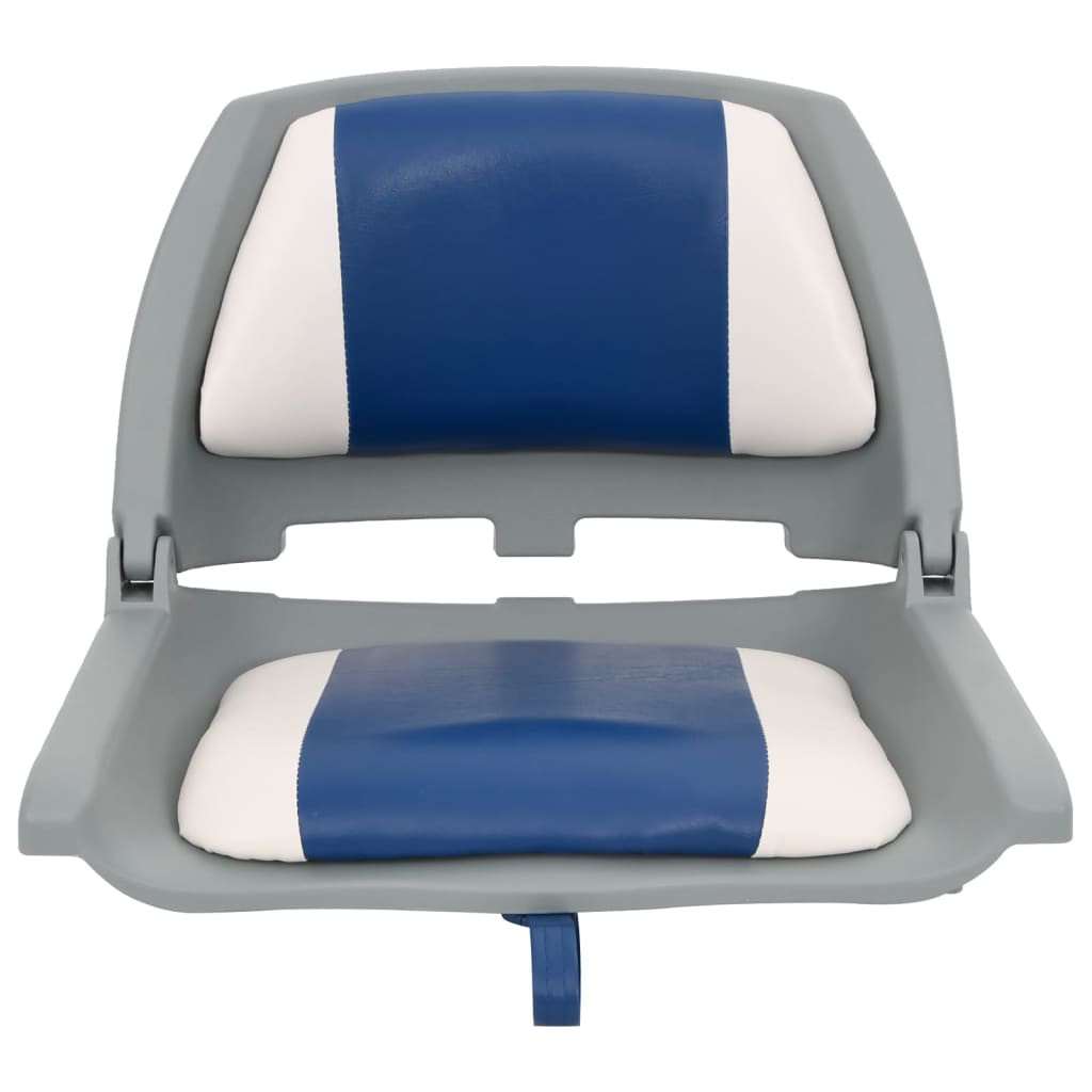 Set Sedile per Barca Pieghevole 4pz con Cuscino Blu-Bianco | homemem39