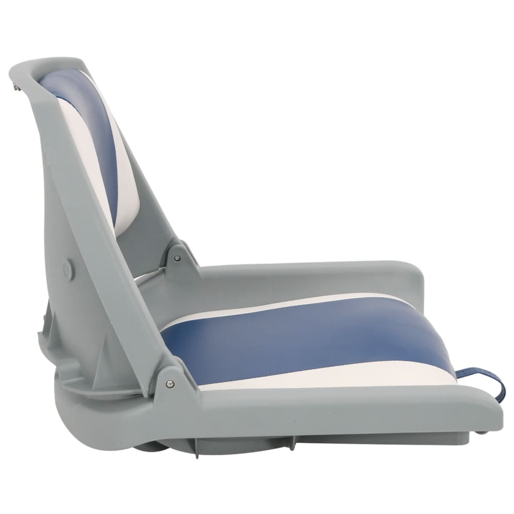Set Sedile per Barca Pieghevole 4pz con Cuscino Blu-Bianco | homemem39