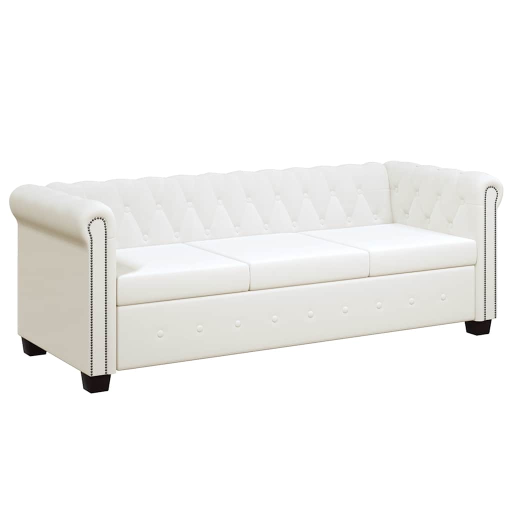 Divani Chesterfield a 2 Posti e a 3 Posti in Similpelle Bianco - homemem39