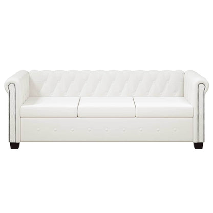 Divani Chesterfield a 2 Posti e a 3 Posti in Similpelle Bianco - homemem39