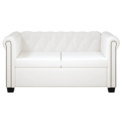 Divani Chesterfield a 2 Posti e a 3 Posti in Similpelle Bianco - homemem39