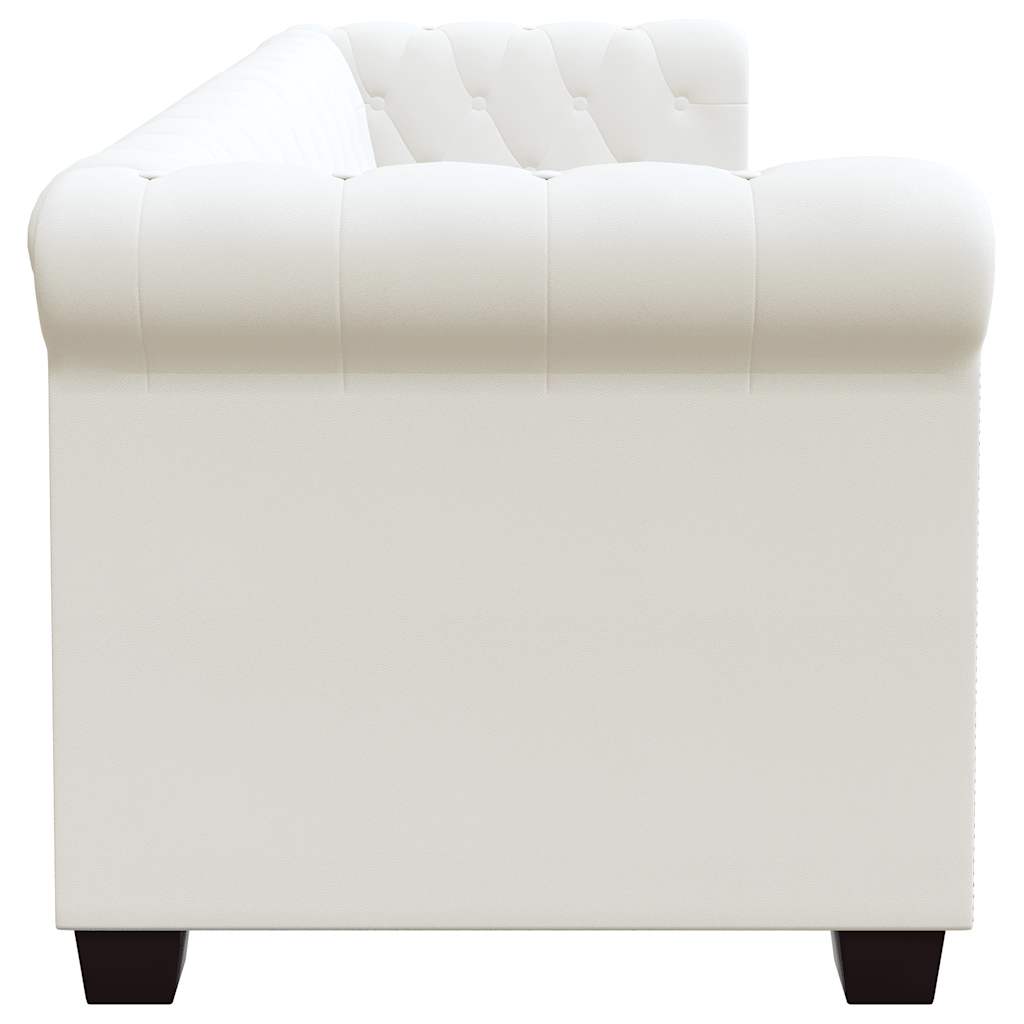 Divani Chesterfield a 2 Posti e a 3 Posti in Similpelle Bianco - homemem39