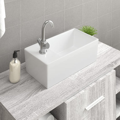 Lavandino Bianco 48x25x15 cm in Ceramica - homemem39