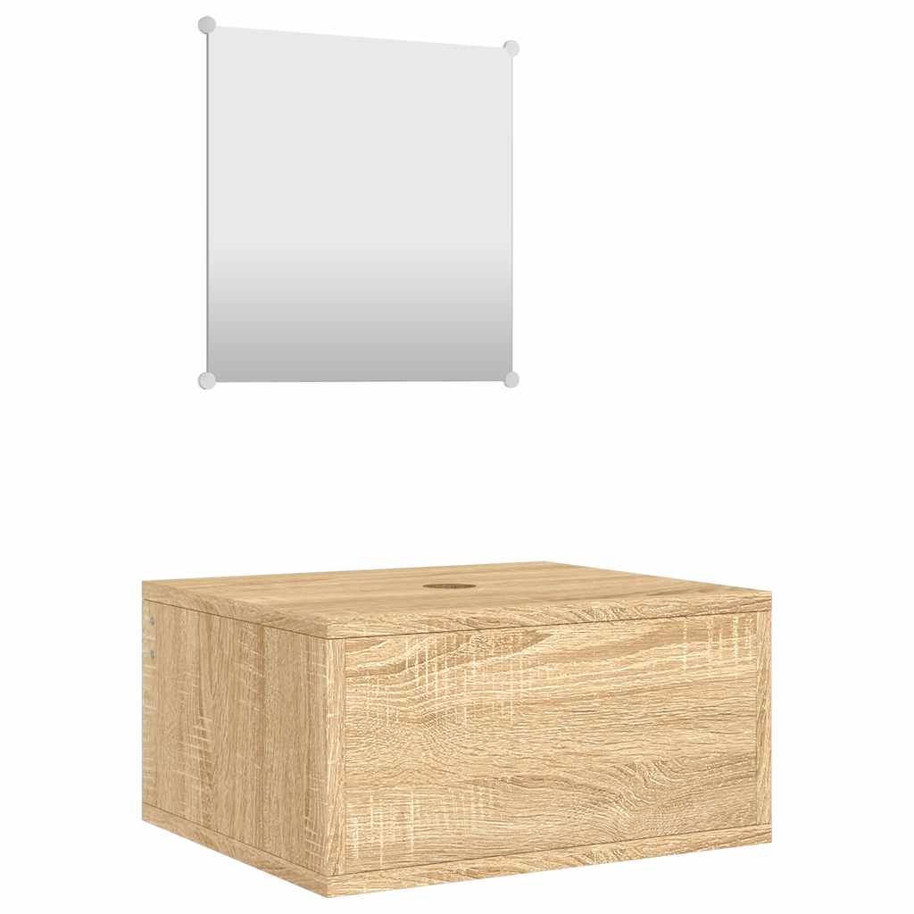 Set Mobili da Bagno 2 pz Rovere in Legno Multistrato