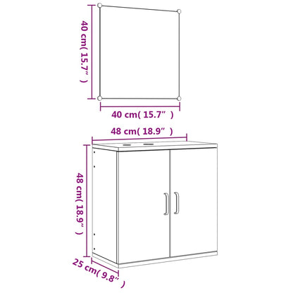 Set Mobili da Bagno 2 pz Nero in Legno Multistrato | homemem39