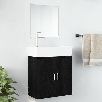 Set Mobili da Bagno 2 pz Nero in Legno Multistrato | homemem39