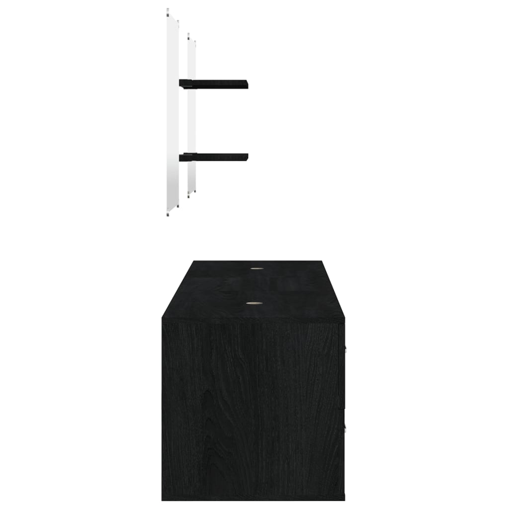 Set Mobili da Bagno 5 pz Nero in Legno Multistrato