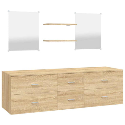 Set Mobili da Bagno 5 pz Rovere in Legno Multistrato