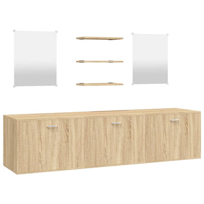 Set Mobili da Bagno 6 pz Rovere in Legno Multistrato | homemem39