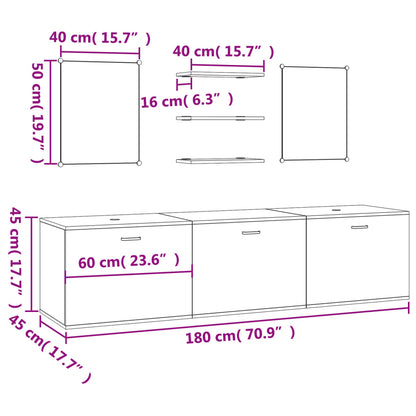 Set Mobili da Bagno 6 pz Rovere in Legno Multistrato | homemem39