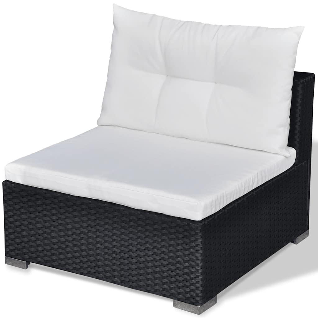 Set Divani da Giardino 6 pz con Cuscini in Polyrattan Nero - homemem39