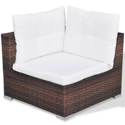 Set Divani da Giardino 10 pz con Cuscini in Polyrattan Marrone - homemem39