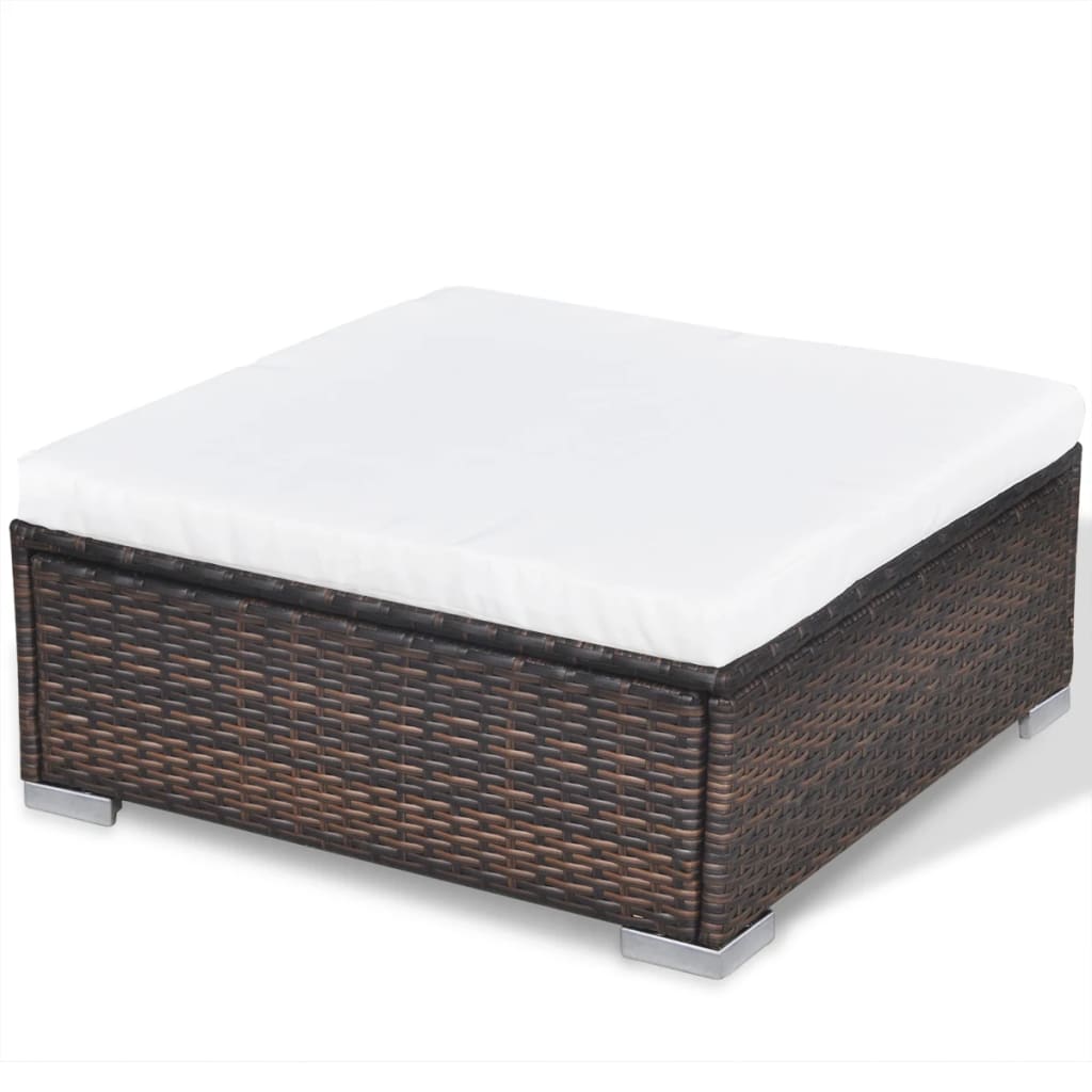 Set Divani da Giardino 10 pz con Cuscini in Polyrattan Marrone - homemem39