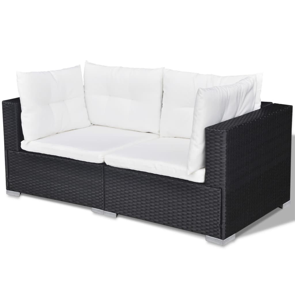 Set Divani da Giardino 10 pz con Cuscini in Polyrattan Nero - homemem39