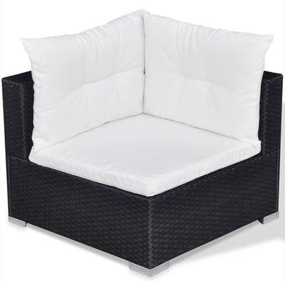 Set Divani da Giardino 10 pz con Cuscini in Polyrattan Nero - homemem39