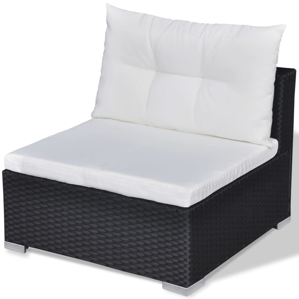 Set Divani da Giardino 10 pz con Cuscini in Polyrattan Nero - homemem39