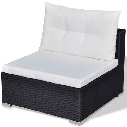 Set Divani da Giardino 10 pz con Cuscini in Polyrattan Nero - homemem39