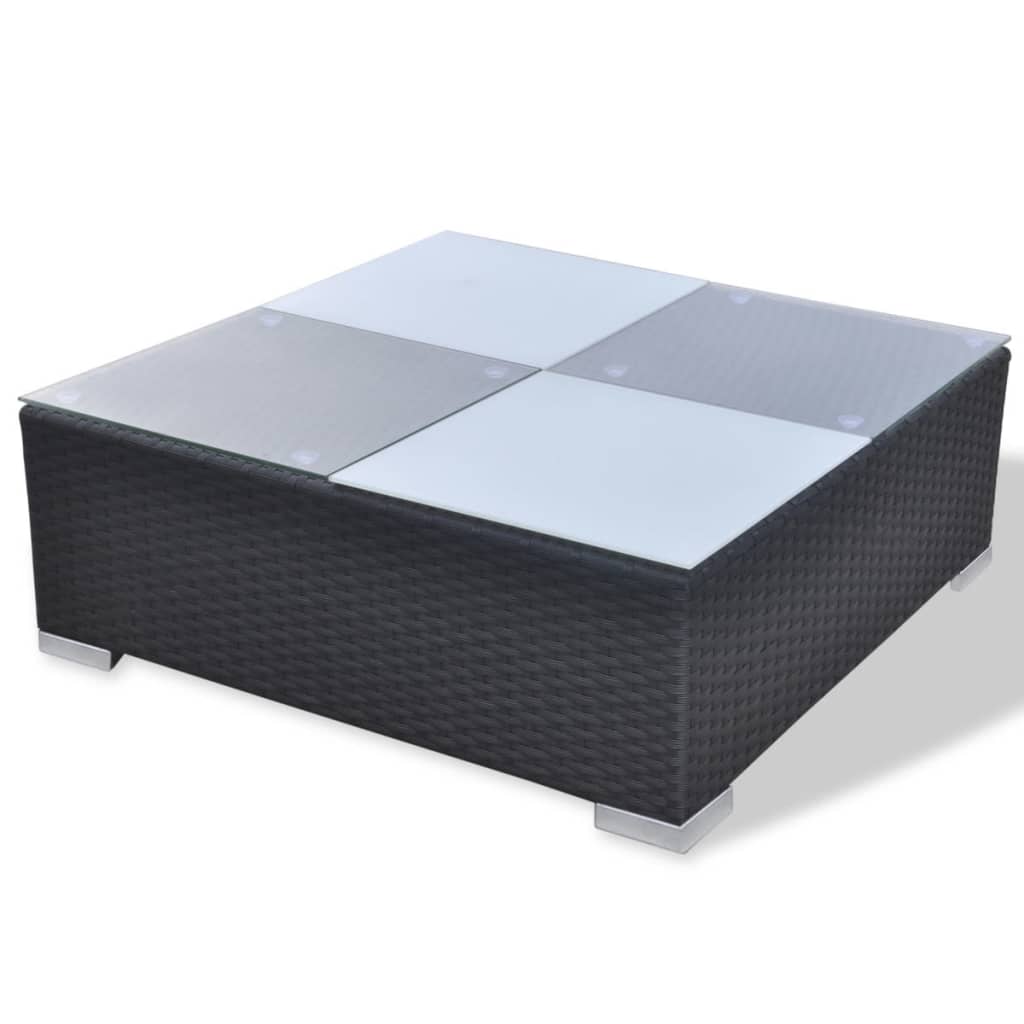 Set Divani da Giardino 10 pz con Cuscini in Polyrattan Nero - homemem39