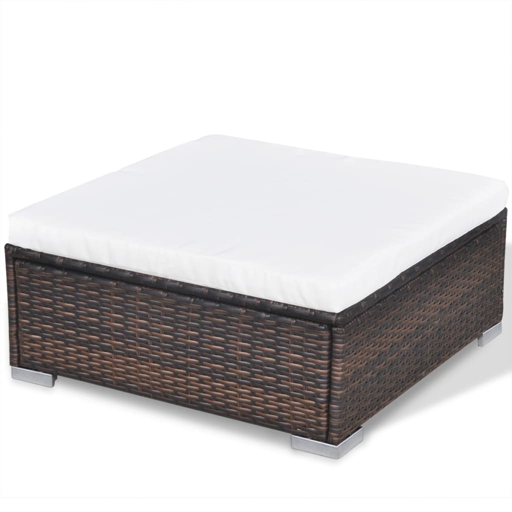 Set Divani da Giardino 10 pz con Cuscini in Polyrattan Marrone - homemem39