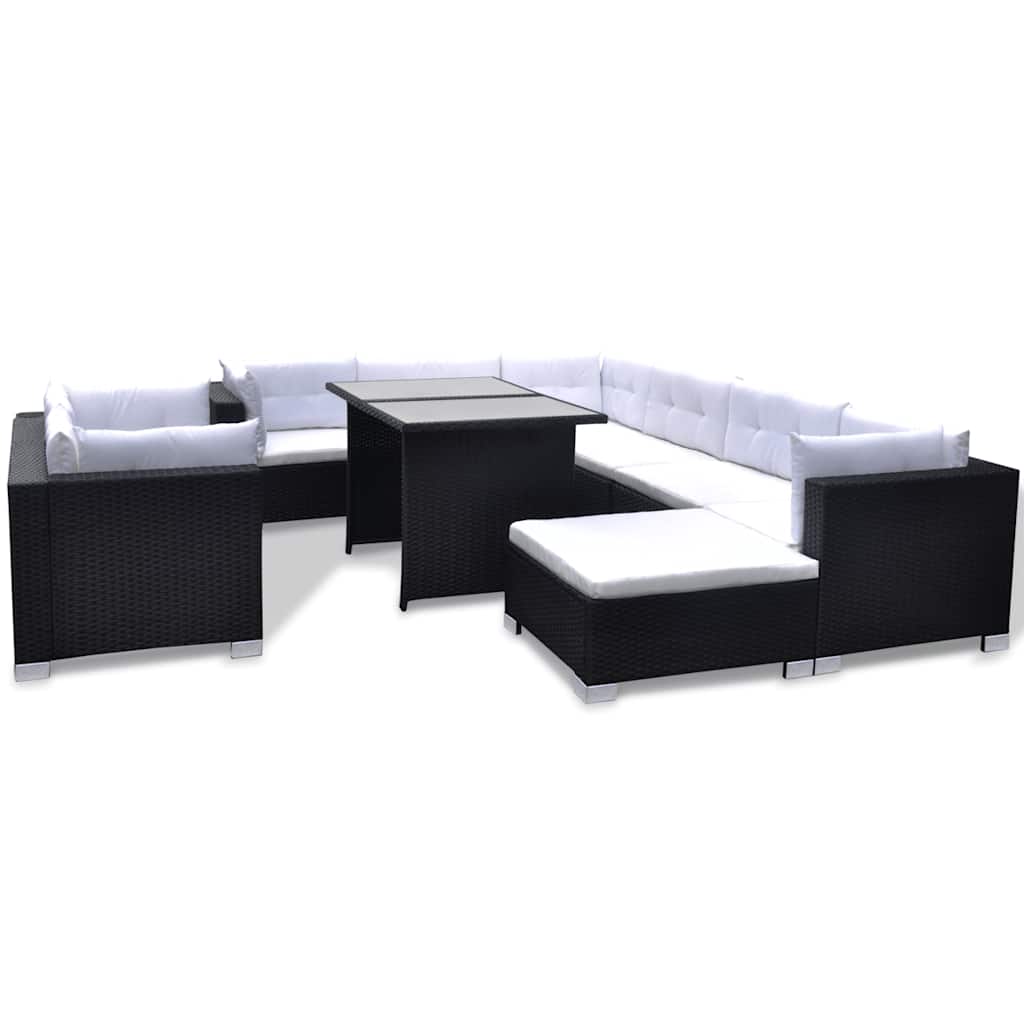 Set Divani da Giardino 10 pz con Cuscini in Polyrattan