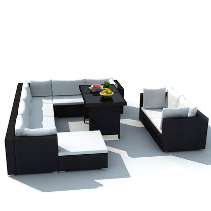 Set Divani da Giardino 10 pz con Cuscini in Polyrattan