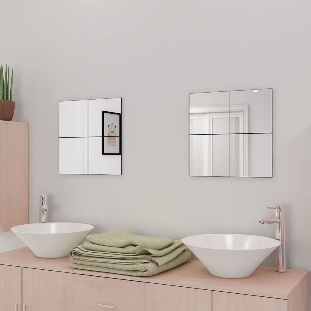 Piastrelle in Vetro a Specchio senza Cornice 8 pz 20,5 cm - homemem39