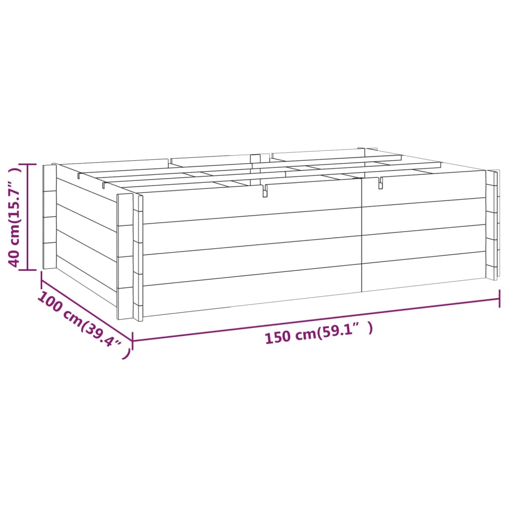 Letto Rialzato 150x100x40 cm in Legno Impregnato - homemem39