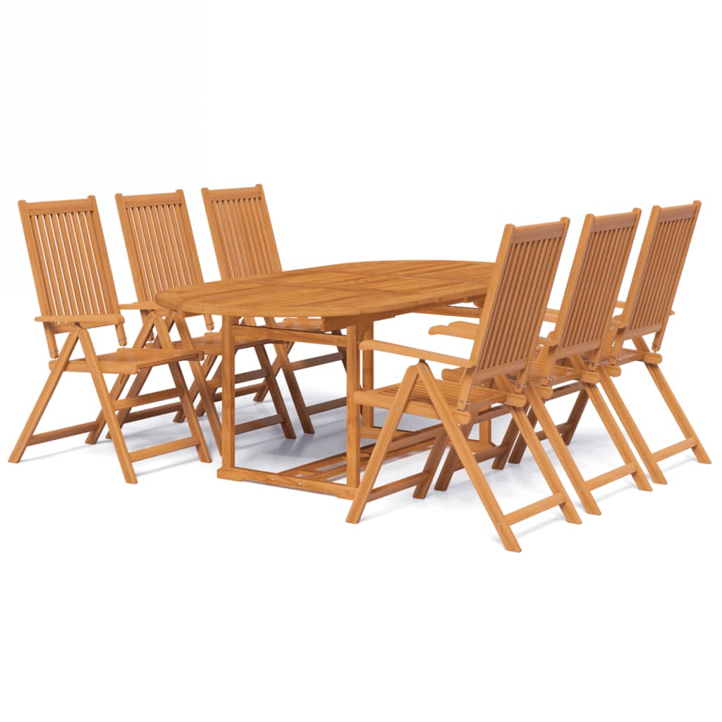 Set da Pranzo da Giardino 7 pz in Legno Massello di Acacia 150-200 cm | homemem39