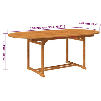 Set da Pranzo da Giardino 7 pz in Legno Massello di Acacia 150-200 cm | homemem39