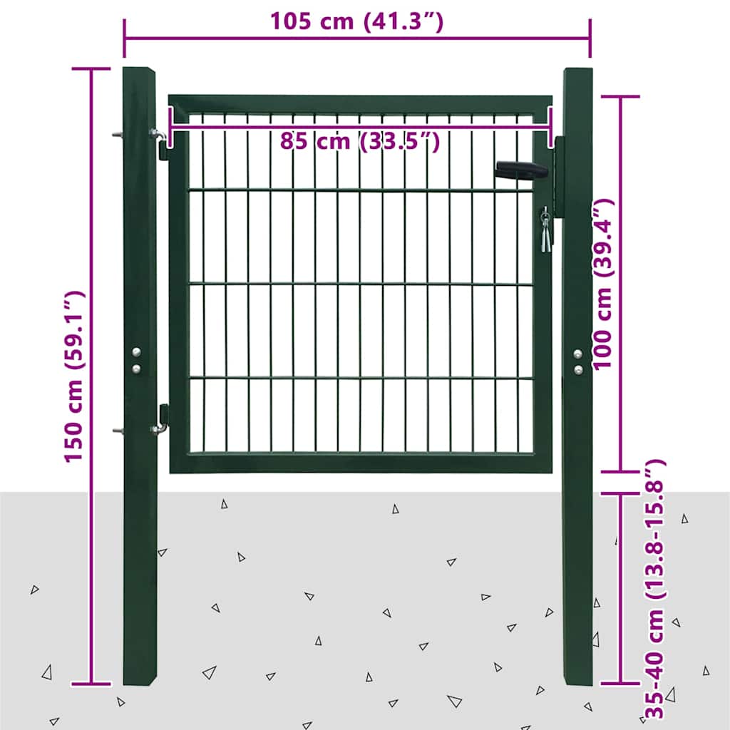 Cancello per Recinzione in Acciaio Verde 100x100 cm | homemem39