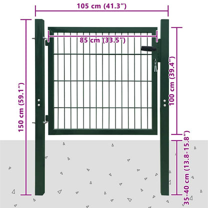 Cancello per Recinzione in Acciaio Verde 100x100 cm | homemem39