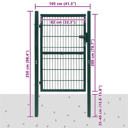 Cancello per Recinzione in Acciaio 100x200 cm Verde | homemem39
