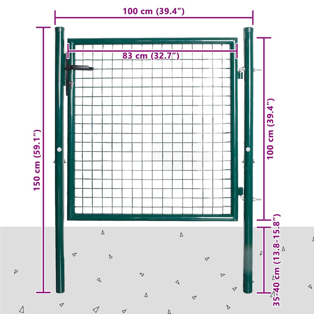 Cancello per Recinzione a una Porta 100x100 cm in Acciaio verniciato a Polvere