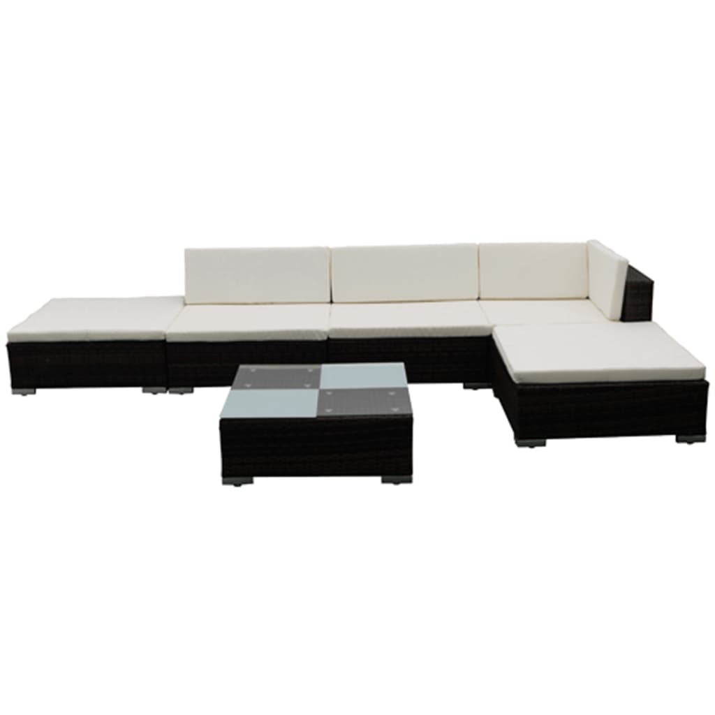 Set Divani da Giardino 6 pz con Cuscini in Polyrattan Marrone - homemem39