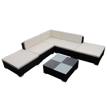 Set Divani da Giardino 6 pz con Cuscini in Polyrattan Nero - homemem39