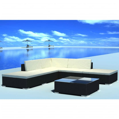 Set Divani da Giardino 6 pz con Cuscini in Polyrattan Nero - homemem39