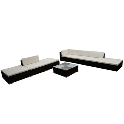 Set Divani da Giardino 8 pz con Cuscini in Polyrattan Marrone | homemem39