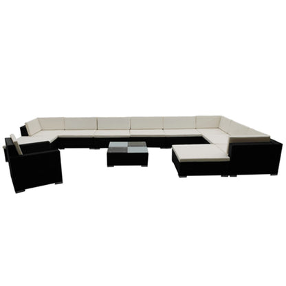 Set Divani da Giardino 12 pz con Cuscini in Polyrattan Nero