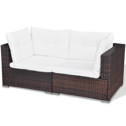 Set Divani da Giardino 5 pz con Cuscini in Polyrattan Marrone | homemem39