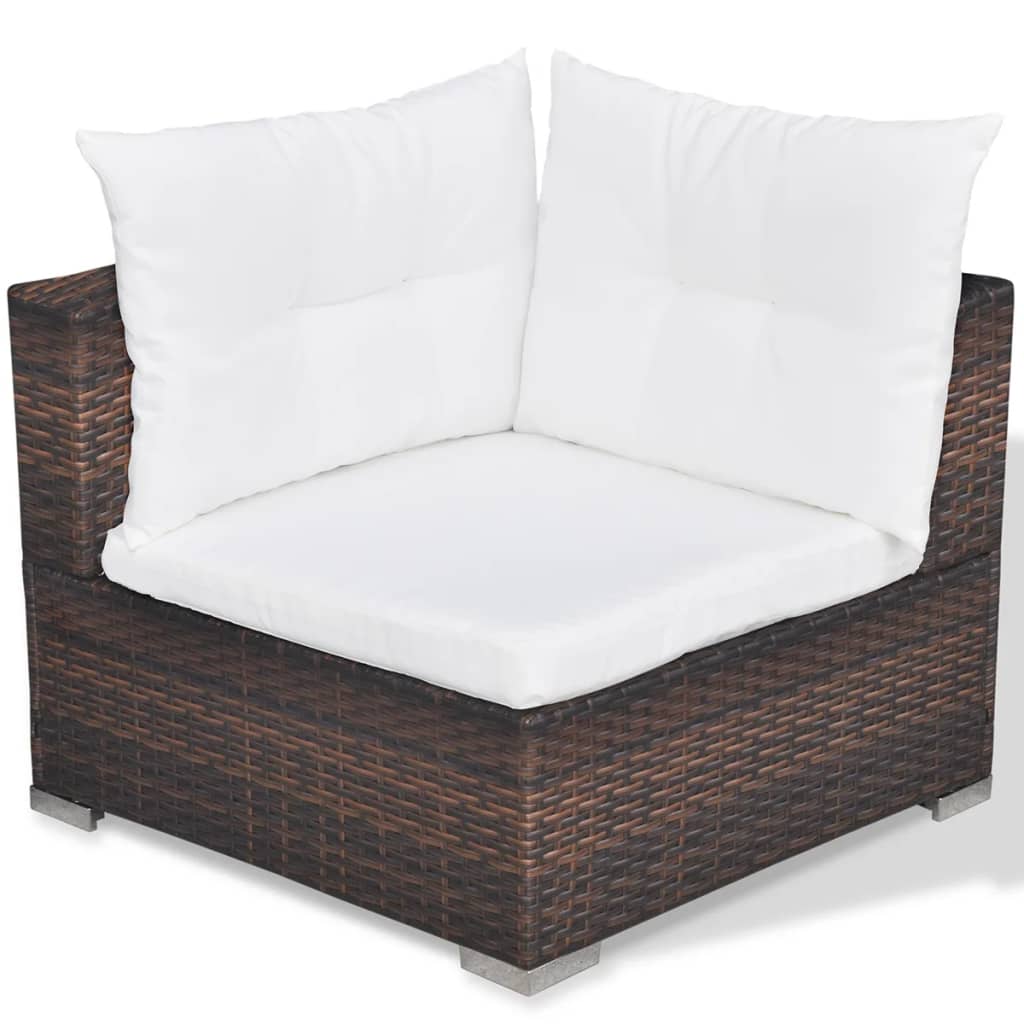 Set Divani da Giardino 5 pz con Cuscini in Polyrattan Marrone | homemem39