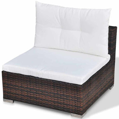 Set Divani da Giardino 5 pz con Cuscini in Polyrattan Marrone