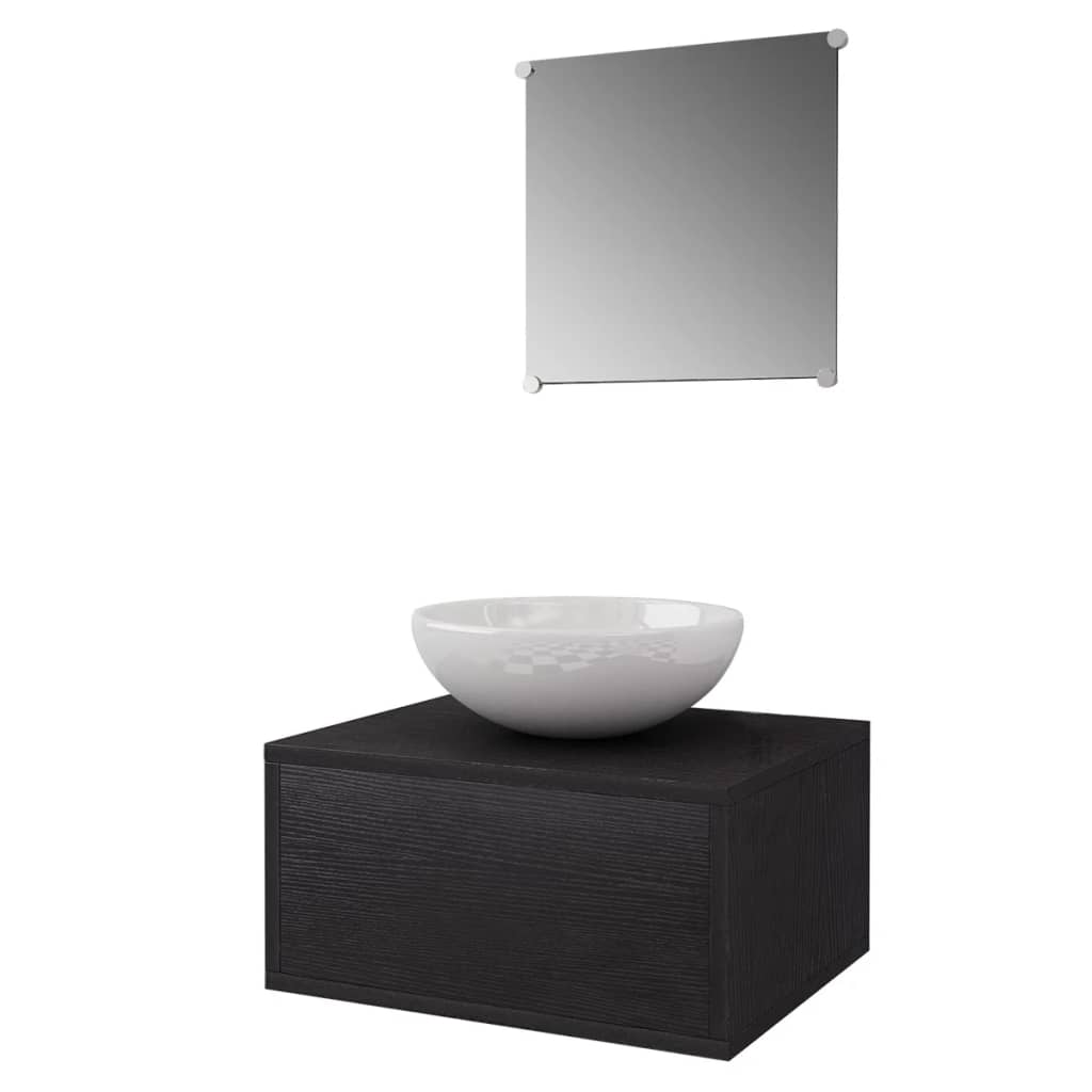 Set Mobili da Bagno con Lavabo 3 pz Nero | homemem39