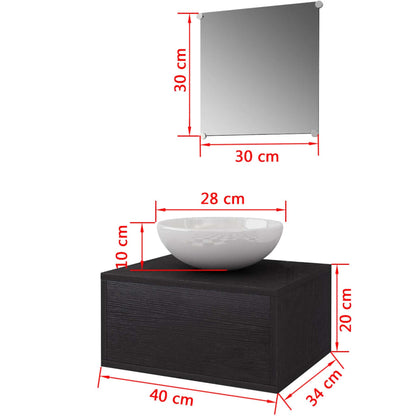 Set Mobili da Bagno con Lavabo 3 pz Nero | homemem39