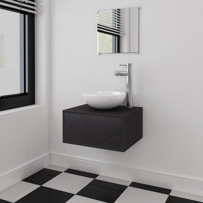 Set Mobili da Bagno con Lavabo 3 pz Nero | homemem39