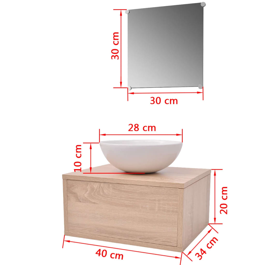 Mobili da Bagno con Lavabo Set 3 pz Beige | homemem39
