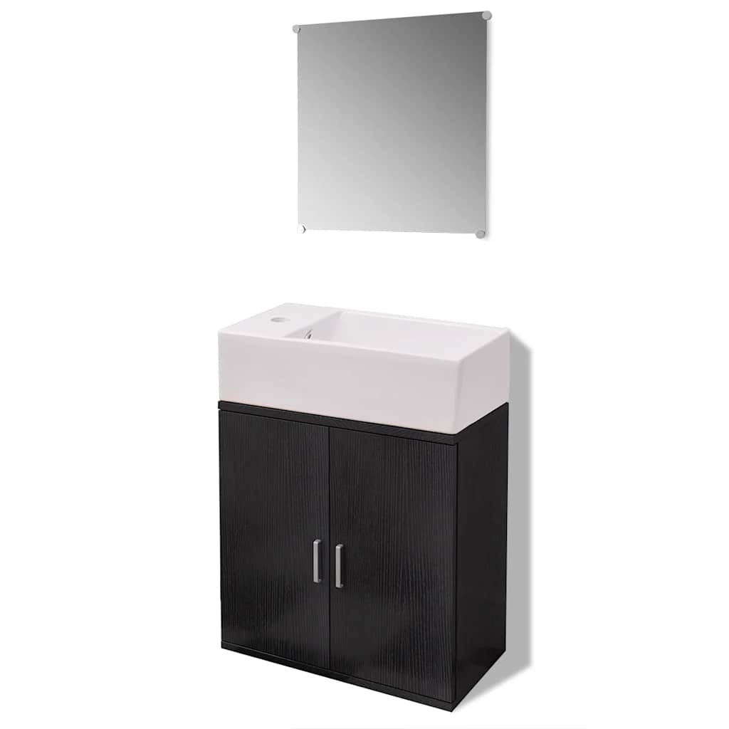 Set Mobili da Bagno con Lavabo 3 pz Nero | homemem39