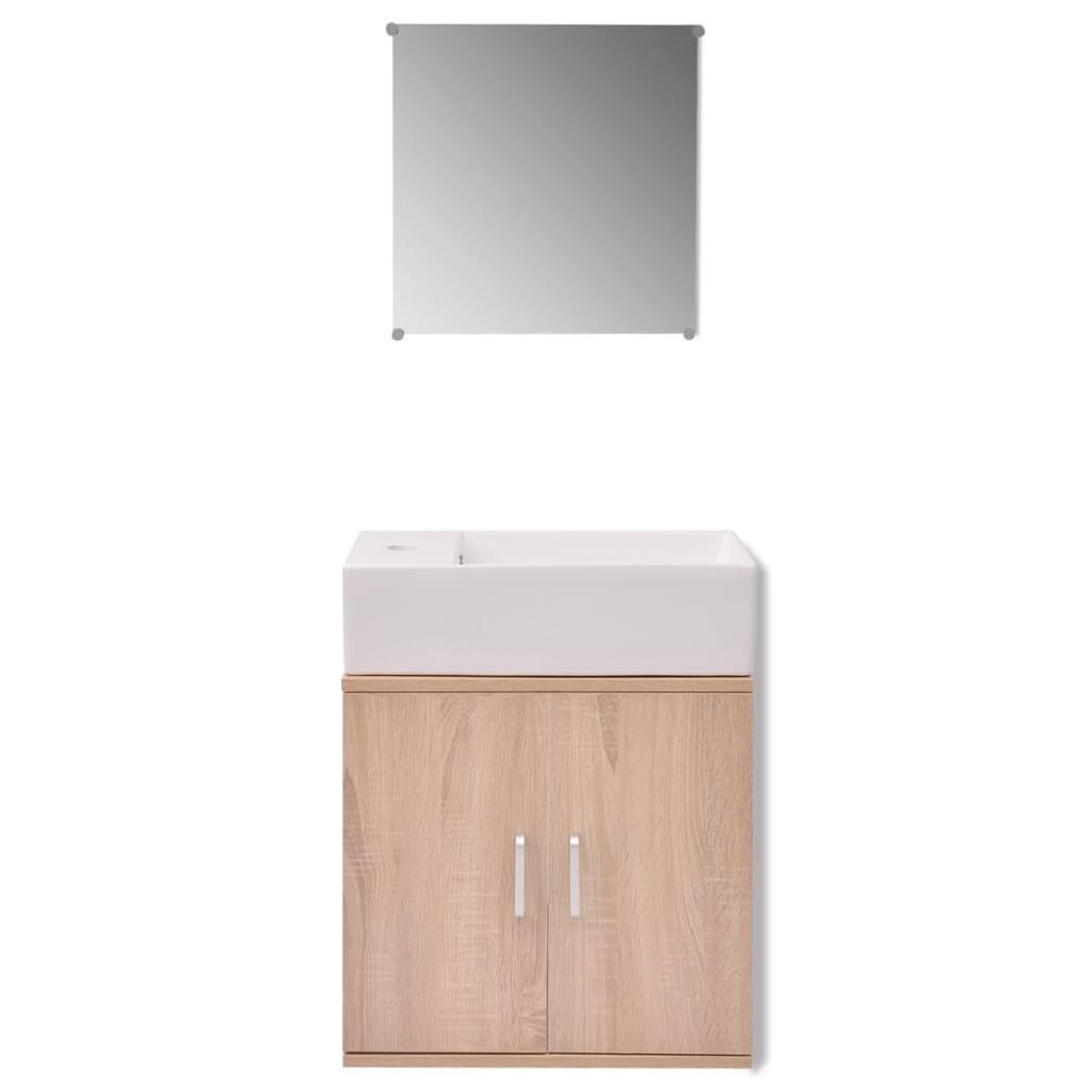 Set Mobili da Bagno con Lavabo 3 pz Beige | homemem39